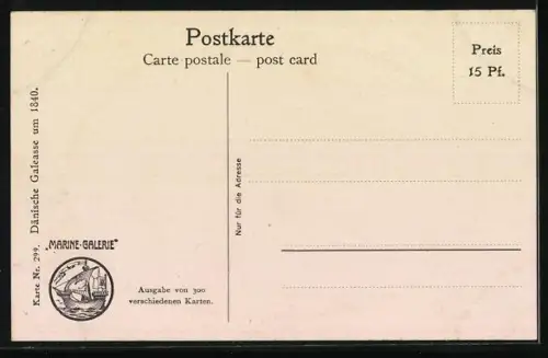Künstler-AK Christopher Rave: Dänische Galeasse, um 1840