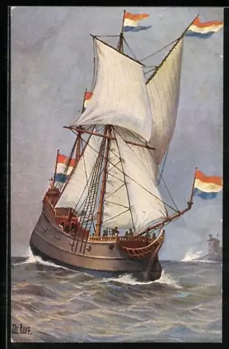 Künstler-AK Christopher Rave: Holländ. Handelsschiff, 17. Jahrh.
