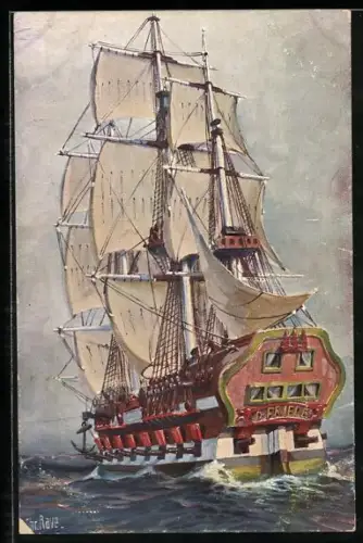 Künstler-AK Chr. Rave: Hansa-Kriegsschiff Der Friede um 1600