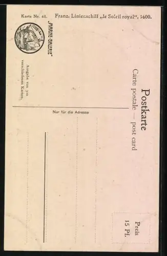 Künstler-AK Christopher Rave: Franz. Linienschiff le Soleil royal, 1600