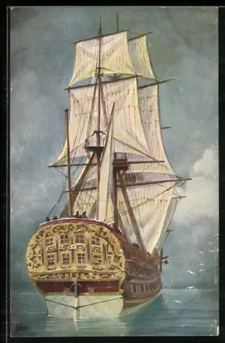 Künstler-AK Christopher Rave: Segelschiff Holländisches Linienschiff Merkurius um 1747