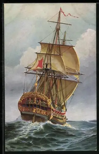 Künstler-AK Christopher Rave: Segelschiff Hamburger Konvoischiff im 18. Jahrhundert