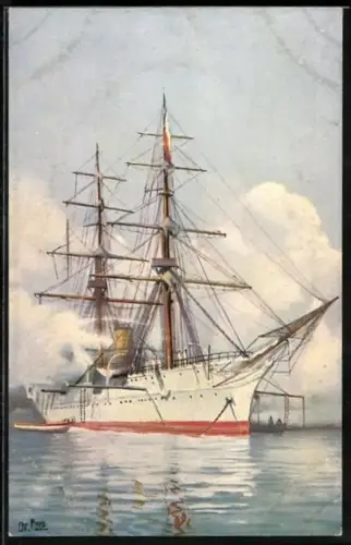 Künstler-AK Christopher Rave: Chilenisches Schulschiff Jenmeral Baquedano, 1898