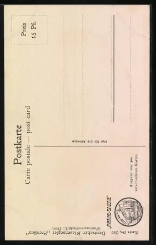 Künstler-AK Christopher Rave: Deutscher Riesensegler Preussen, Fünfmastvollschiff, 1907