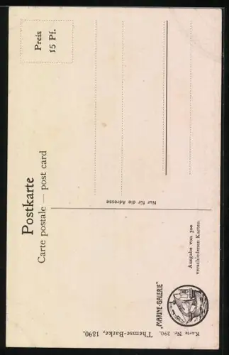 Künstler-AK Christopher Rave: Segelschiff Themse Barke um 1890