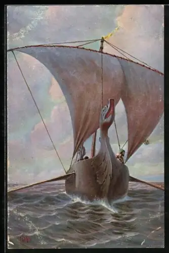 Künstler-AK Christopher Rave: Marine-Galerie, Karte Nr. 36, Altes Segelschiff aus dem Herkulanum