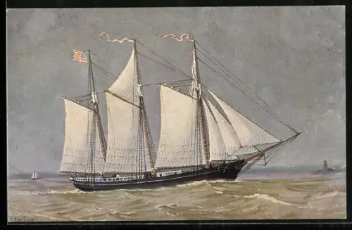 Künstler-AK Christopher Rave: Amerikanischer Dreimastschoner 1855