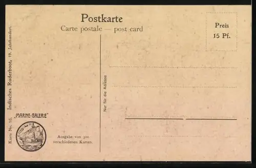 Künstler-AK Christopher Rave: Indisches Ruderboot, 19.Jahrhundert