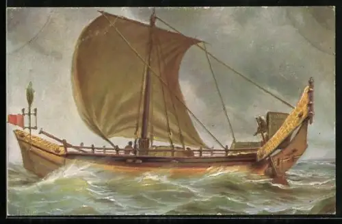 Künstler-AK Christopher Rave: Segelboot aus Hinterindien auf See