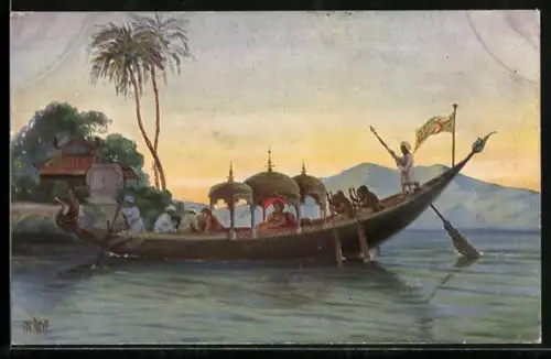 Künstler-AK Christopher Rave: Statievaartuig von den Kaizer van Birma, Boot des Kaisers von Birma