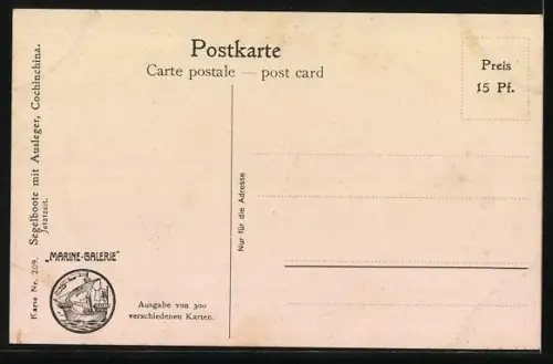 Künstler-AK Christopher Rave: Cochinchina, Segelboote mit Ausleger