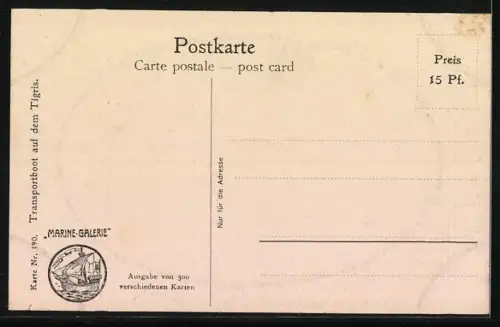 Künstler-AK Christopher Rave: Transportboot auf dem Tigris mit kleineren Booten