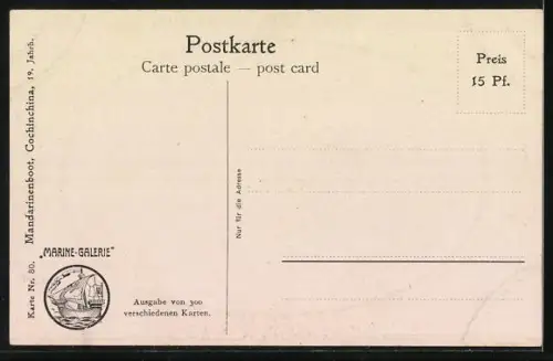 Künstler-AK Christopher Rave: Mandarinenboot in Cochinchina im 19. Jahrhundert