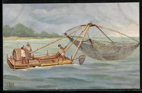Künstler-AK Chr. Rave: Philippinisches Fischerboot