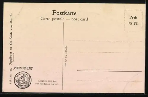 Künstler-AK Christopher Rave: Segelboot an der Küste von Manilla