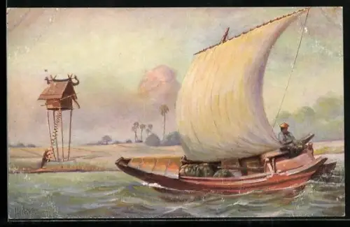 Künstler-AK Christopher Rave: Boot von den Molukkeninseln, Jetztzeit