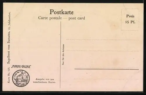 Künstler-AK Christopher Rave: Segelboot von Sumatra im 18. Jahrhundert