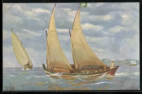 Künstler-AK Christopher Rave: Marine-Galerie, Karte Nr. 114, Brasilianisches Segelboot