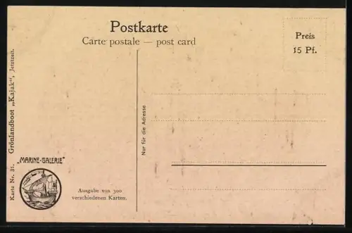 Künstler-AK Christopher Rave: Grönlandboot Kajak, Jetztzeit