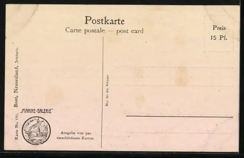 Künstler-AK Christopher Rave: Boot aus Neuseeland, Jetztzeit