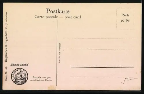 Künstler-AK Christopher Rave: Englisches Kriegsschiff, 13. Jh.
