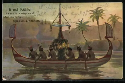 Künstler-AK Christopher Rave: Boot Duck-Duck, Bismarcharchipel