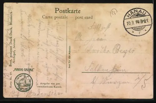 Künstler-AK Christopher Rave: Boot Duck-Duck, Bismarcharchipel