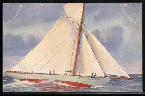 Künstler-AK Christopher Rave: Segeljacht Kommodore II. aus dem 19. Jahrhundert
