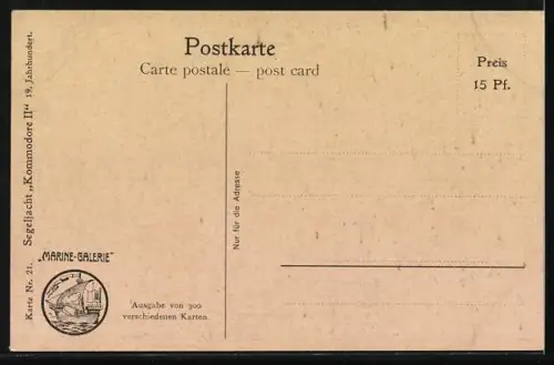 Künstler-AK Christopher Rave: Segeljacht Kommodore II. aus dem 19. Jahrhundert