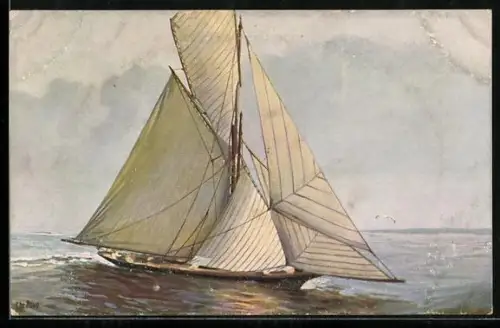 Künstler-AK Christopher Rave: Französiche Segeljacht