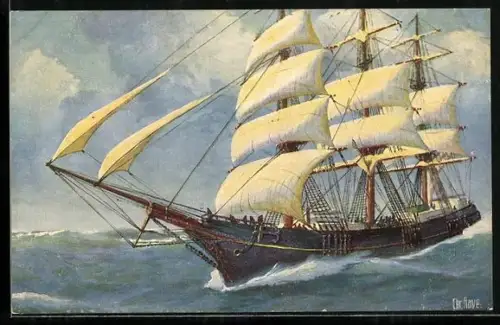 Künstler-AK Christopher Rave: Deutsches Dreimast-Vollschiff Antilope, 19. Jh.