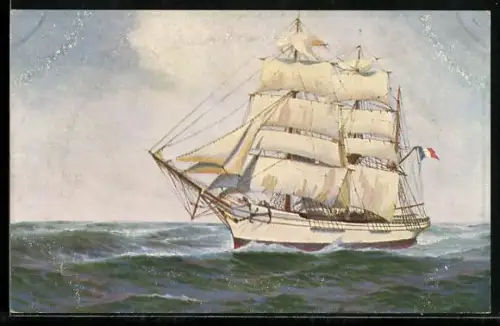 Künstler-AK Christopher Rave: Französische Dreimastbark aus der Jetztzeit