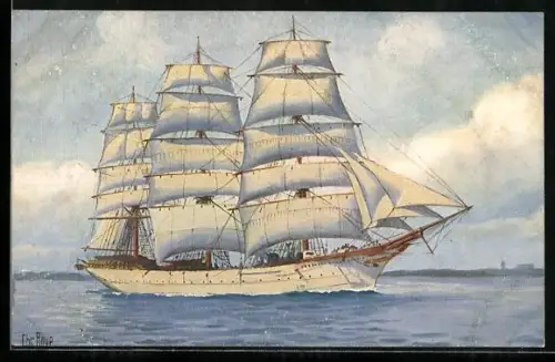 Künstler-AK Christopher Rave: Jungenschulschiff Grossherzogin Elisabeth, 1901