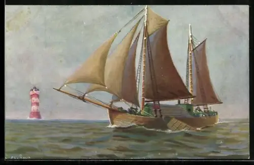 Künstler-AK Christopher Rave: Zweimastiger Weserkahn Dorothea, Jetztzeit