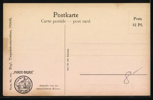 Künstler-AK Christopher Rave: Engl. Torpedobootzerstörer, 1904 /05