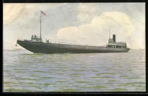 Künstler-AK Christopher Rave: Amerikan. Frachtdampfer Pfadfinder auf den grossen Seen in Amerika