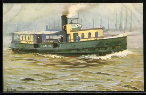 Künstler-AK Christopher Rave: Hamburg, Hafenfährboot