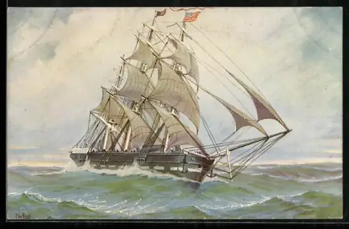 Künstler-AK Christopher Rave: Vollschiff Deutschland um 1847