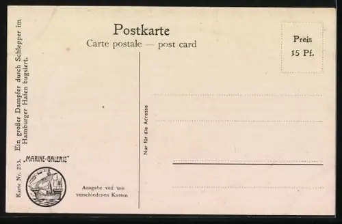 Künstler-AK Christopher Rave: Bugsierung eines grossen Dampfers im Hamburger Hafen