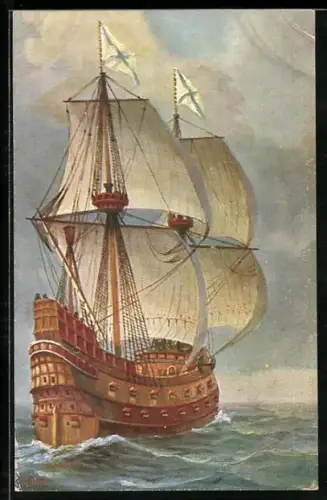 Künstler-AK Christopher Rave: Segelschiff Russisches Kriegsschiff, 16. Jahrhundert