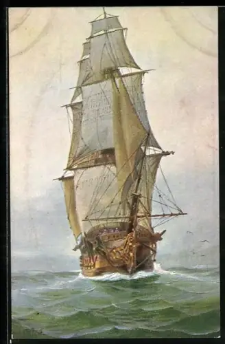 Künstler-AK Christopher Rave: Segelschiff Französisches Kriegsschiff Le Lion um 1782