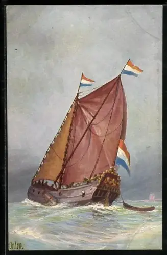 Künstler-AK Christopher Rave: Holländ. Jacht, Anfang 18. Jahrh.