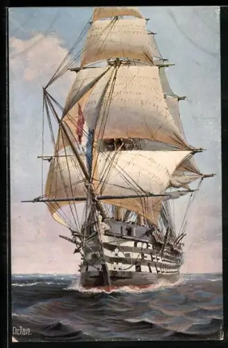 Künstler-AK Christopher Rave: Französ. Dreidecker Le Valmy, 1847