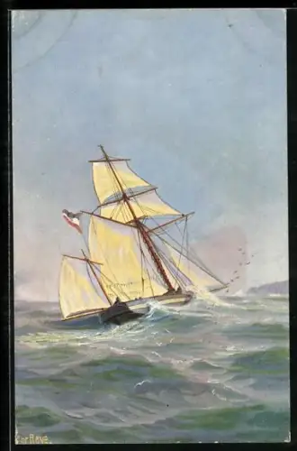 Künstler-AK Chr. Rave: Deutsche Sloop 1840 bei rauer See
