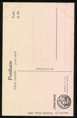 Künstler-AK Chr. Rave: Deutsche Sloop 1840 bei rauer See