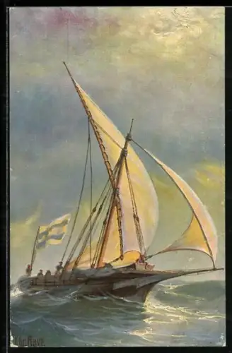 Künstler-AK Christopher Rave: Calabrische Schebecke, Mitte des 19. Jh., Segelschiff