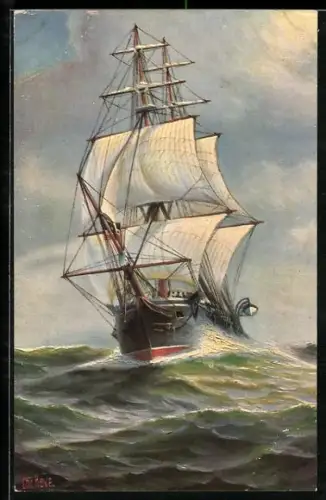 Künstler-AK Chr. Rave: Schiffsjungen-Segelbrigg Undine aus dem Jahr 1869