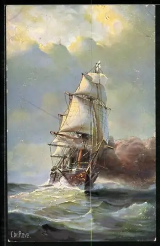 Künstler-AK Chr. Rave: Duitsch Pantserfregat König Wilhelm