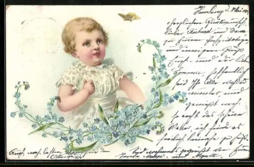 AK Mädchen schaut Schmetterling nach