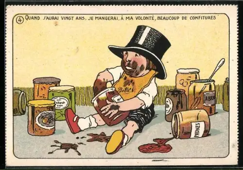 AK Kleiner Junge nascht aus Gläsern